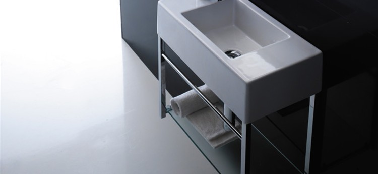 Struttura sottolavabo in ottone cromato per lavabo Plus