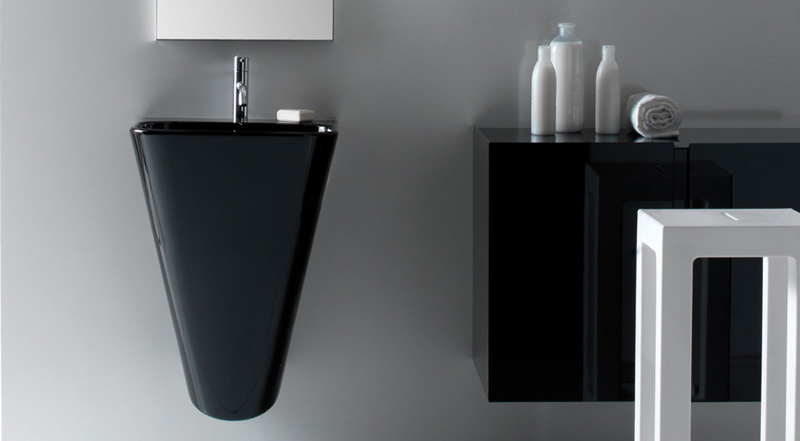 Lavabo sospeso colore nero, collezione Meg11
