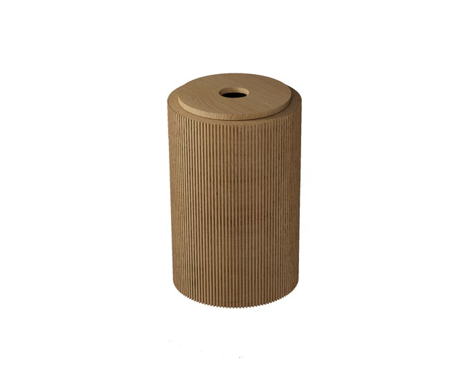 Walnut ribbed storage cabinet