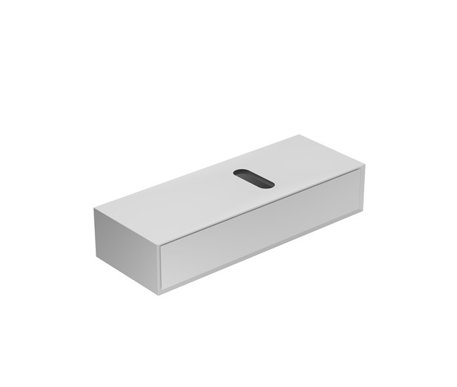 Wall-hung drawer with off-centre slot for the plughole cm 100x37xh20